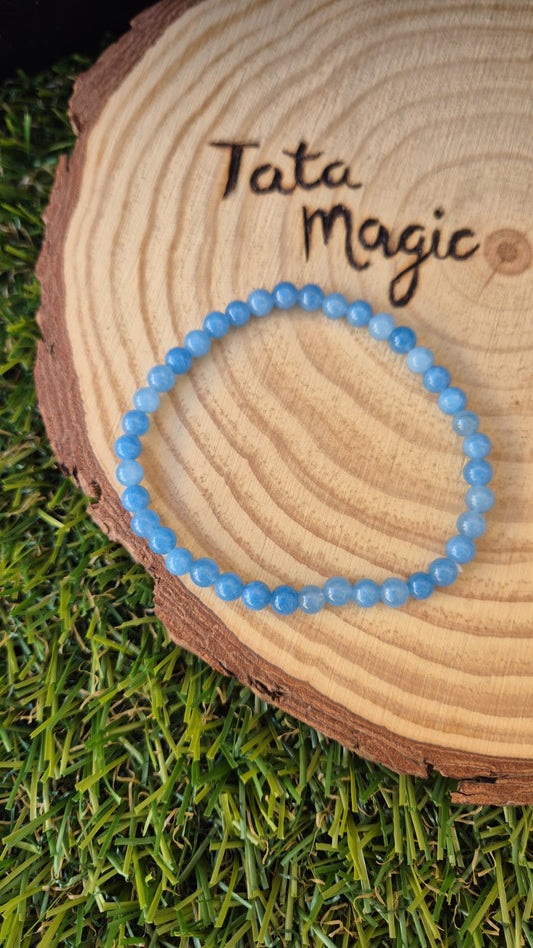 Pulsera Aguamarina 4 mm - Calma, Comunicación y Protección Espiritual