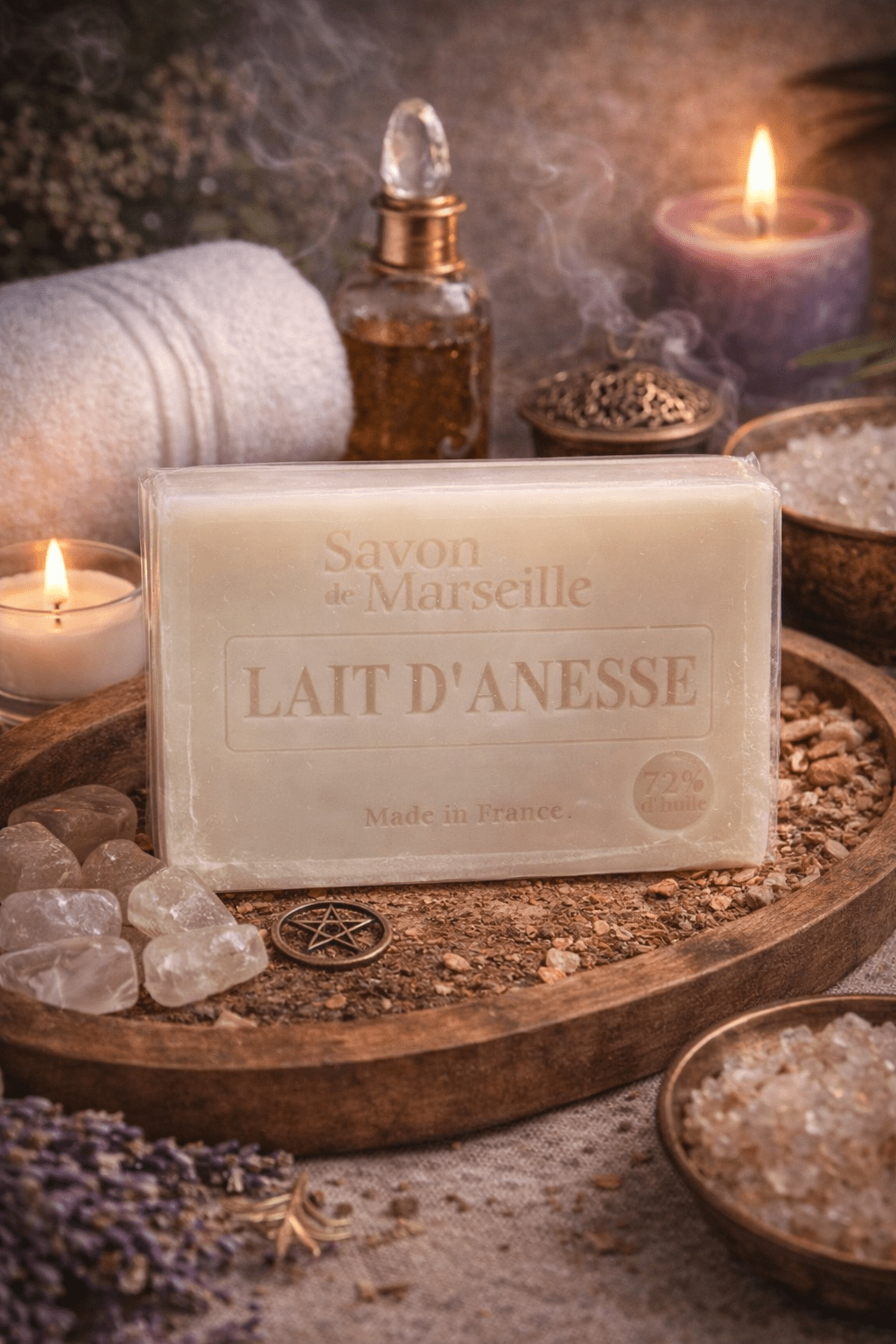Jabón Natural Artesanal de Marsella de Leche de Burra - Ritual de belleza, protección y energía lunar.Hecho en Francia Jabón ArtesanalTienda esotérica Málaga - La Tienda de Tata Magic: tienda Esotérica en Málaga