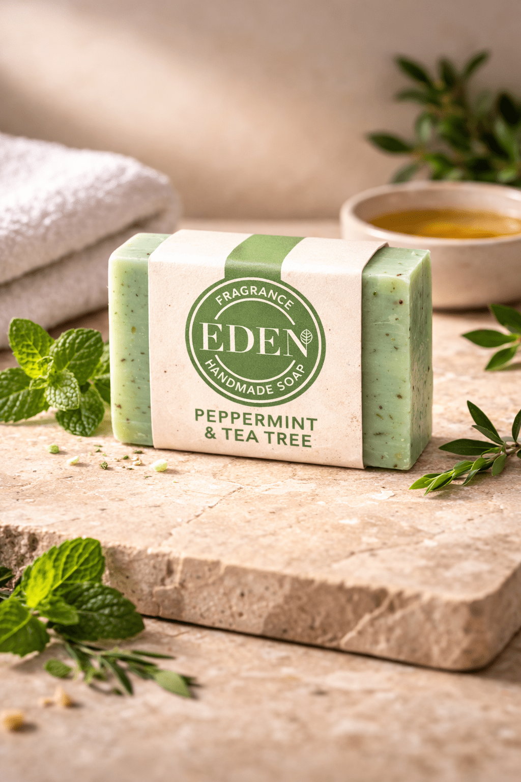Jabón Eden de Menta y Árbol del té - Hecho a mano Jabón ArtesanalTienda esotérica Málaga - La Tienda de Tata Magic: tienda Esotérica en Málaga