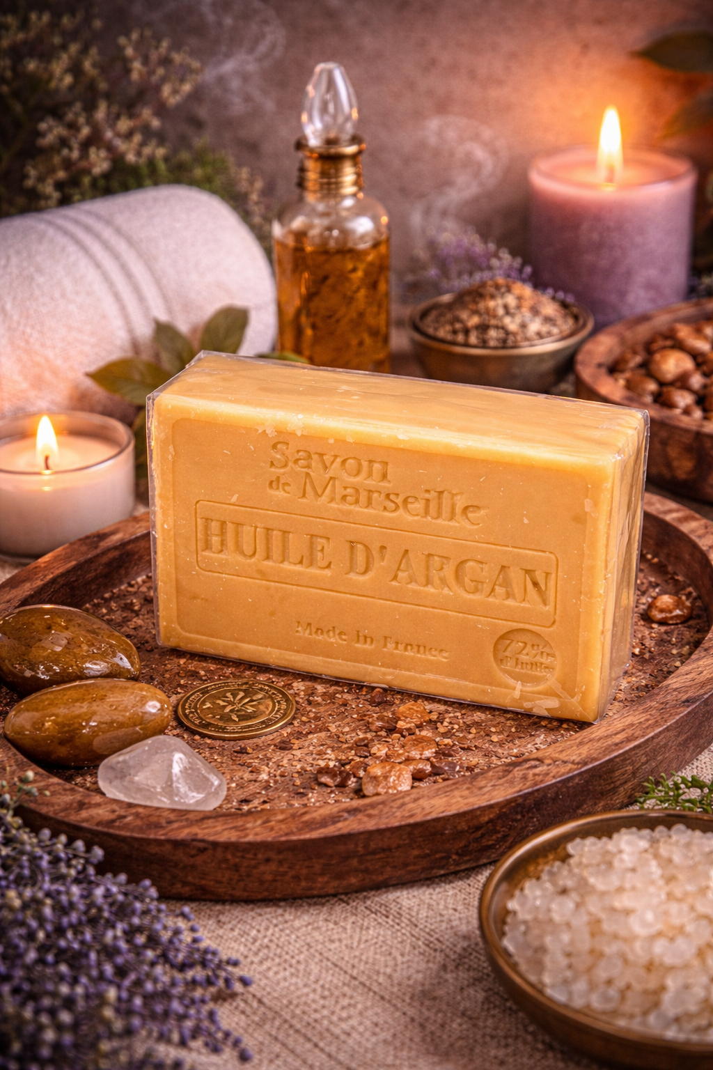 Jabón natural artesanal de Marsella de Argán hecho en Francia
