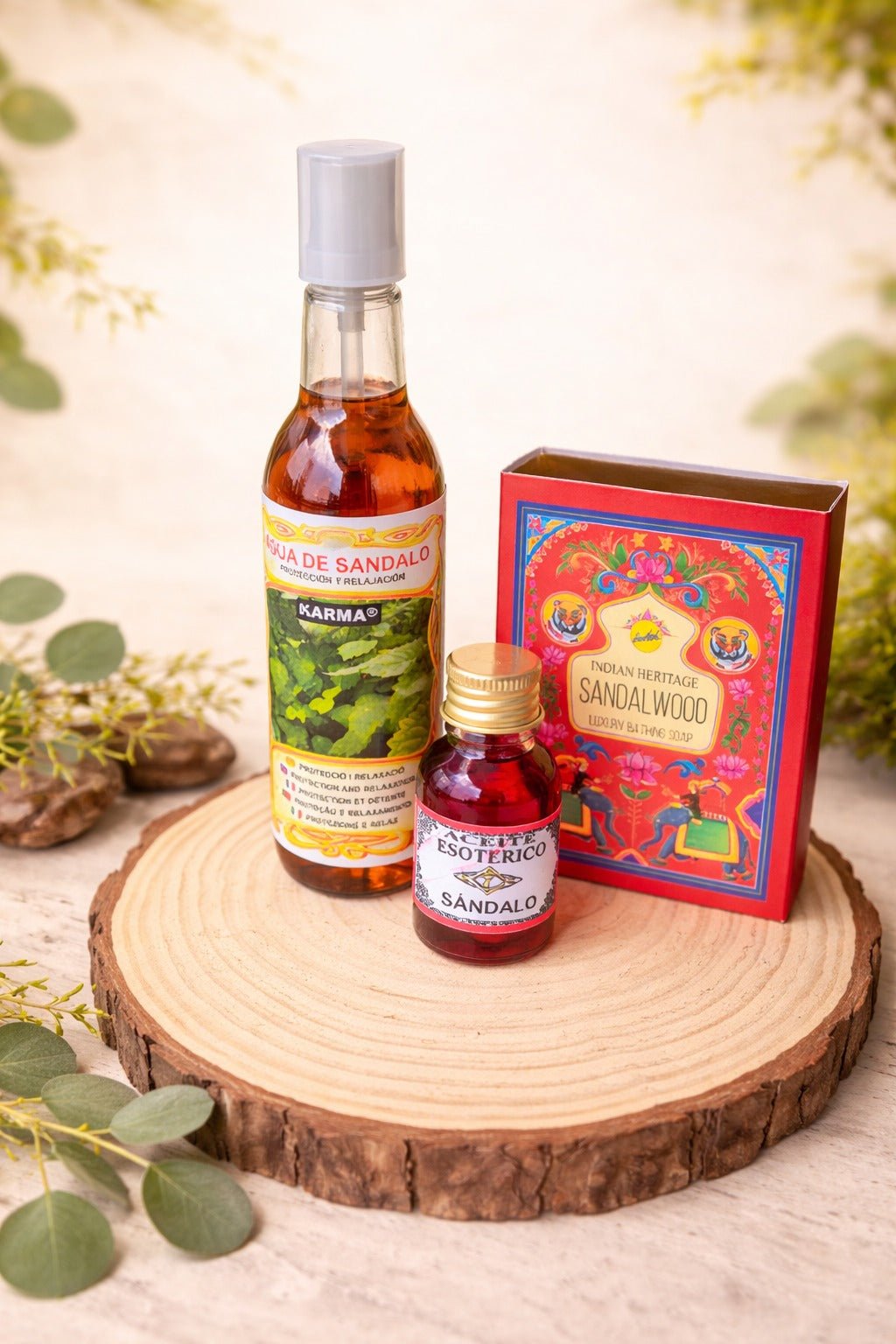 Pack Sándalo Esotérico | Atracción, Armonía y Elevación Espiritual – Agua, Jabón y Aceite PackTienda esotérica Málaga - La Tienda de Tata Magic: tienda Esotérica en Málaga