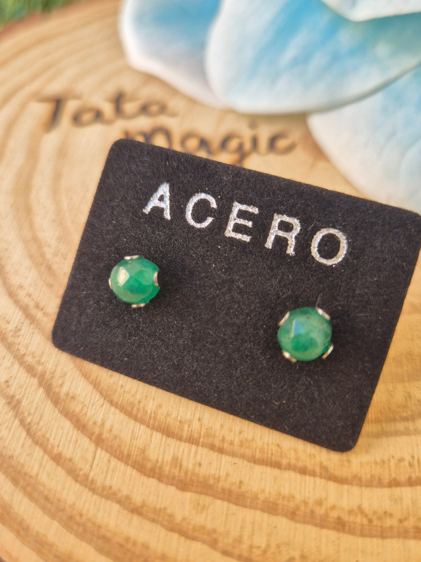 Pendientes de Esmeralda en Acero - Amor, Protección y Energía Intuitiva PendientesaceroTienda esotérica Málaga - La Tienda de Tata Magic: tienda Esotérica en Málaga