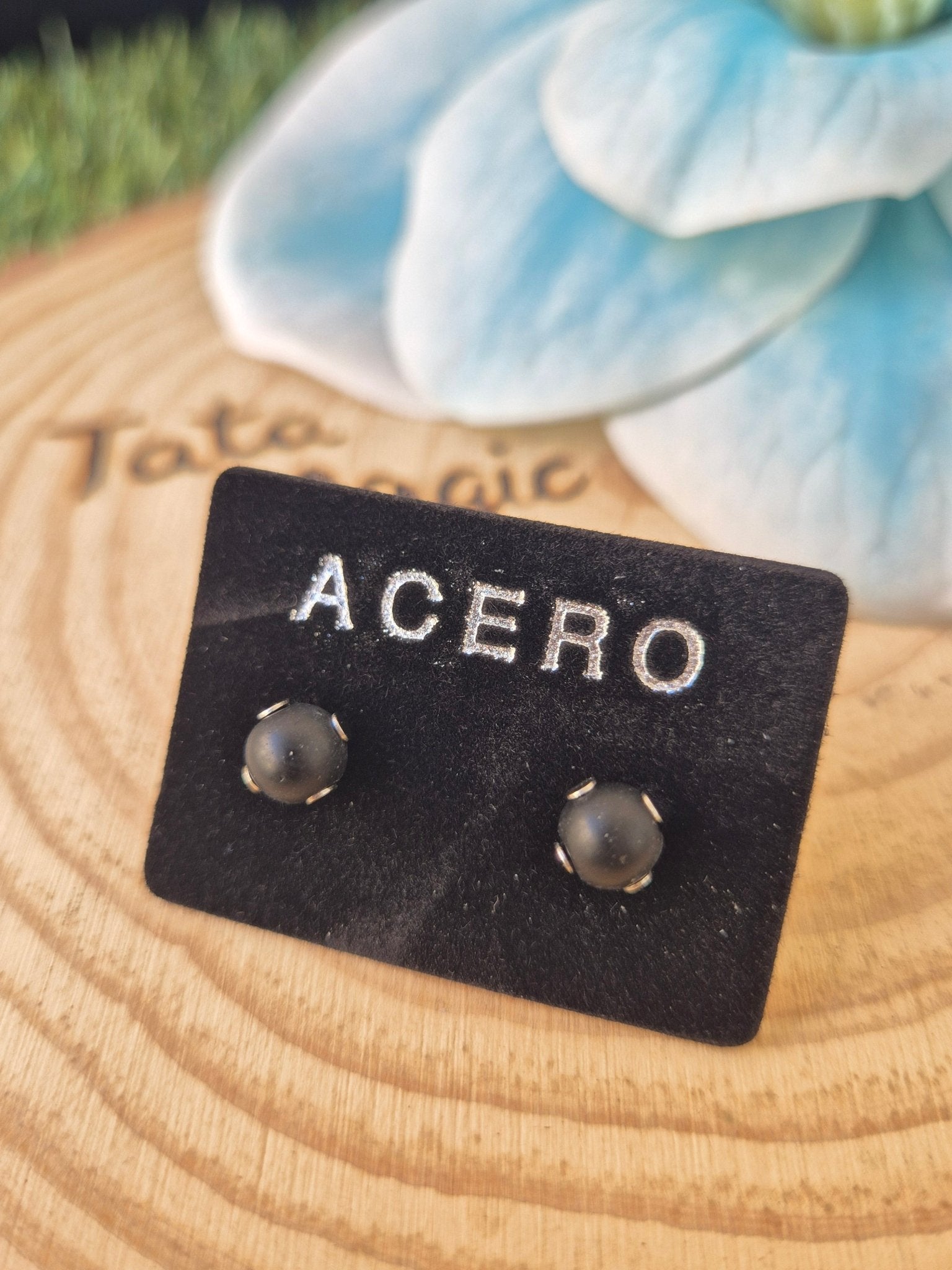 Pendientes de Shunguita Reconstituida en Acero - Protección Energética y Equilibrio PendientesaceroTienda esotérica Málaga - La Tienda de Tata Magic: tienda Esotérica en Málaga