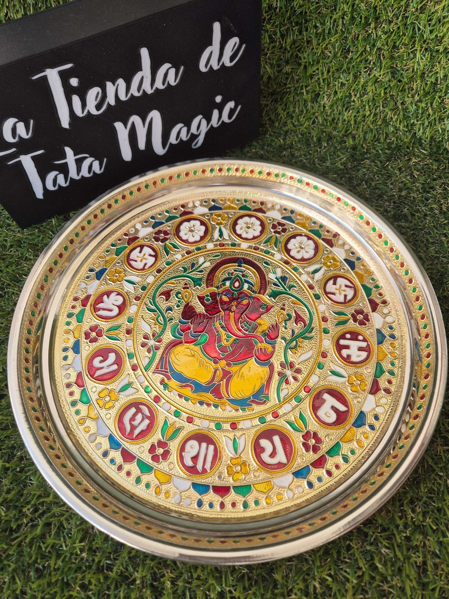 Plato Metálico de Ofrendas Ganesha - Prosperidad, Éxito y Eliminación de Obstáculos platoTienda esotérica Málaga - La Tienda de Tata Magic: tienda Esotérica en Málaga