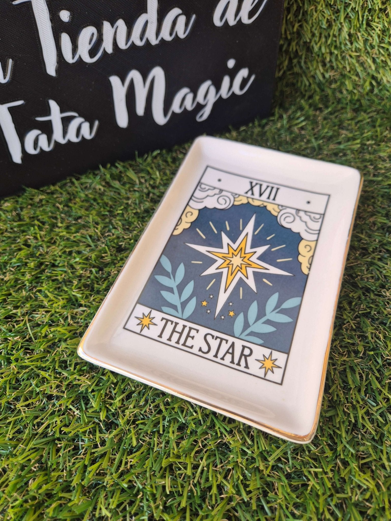 Plato de Cerámica Carta del Tarot La Luna - Decoración Esotérica y Altar Mágico Tienda esotérica Málaga - La Tienda de Tata Magic: tienda Esotérica en Málaga