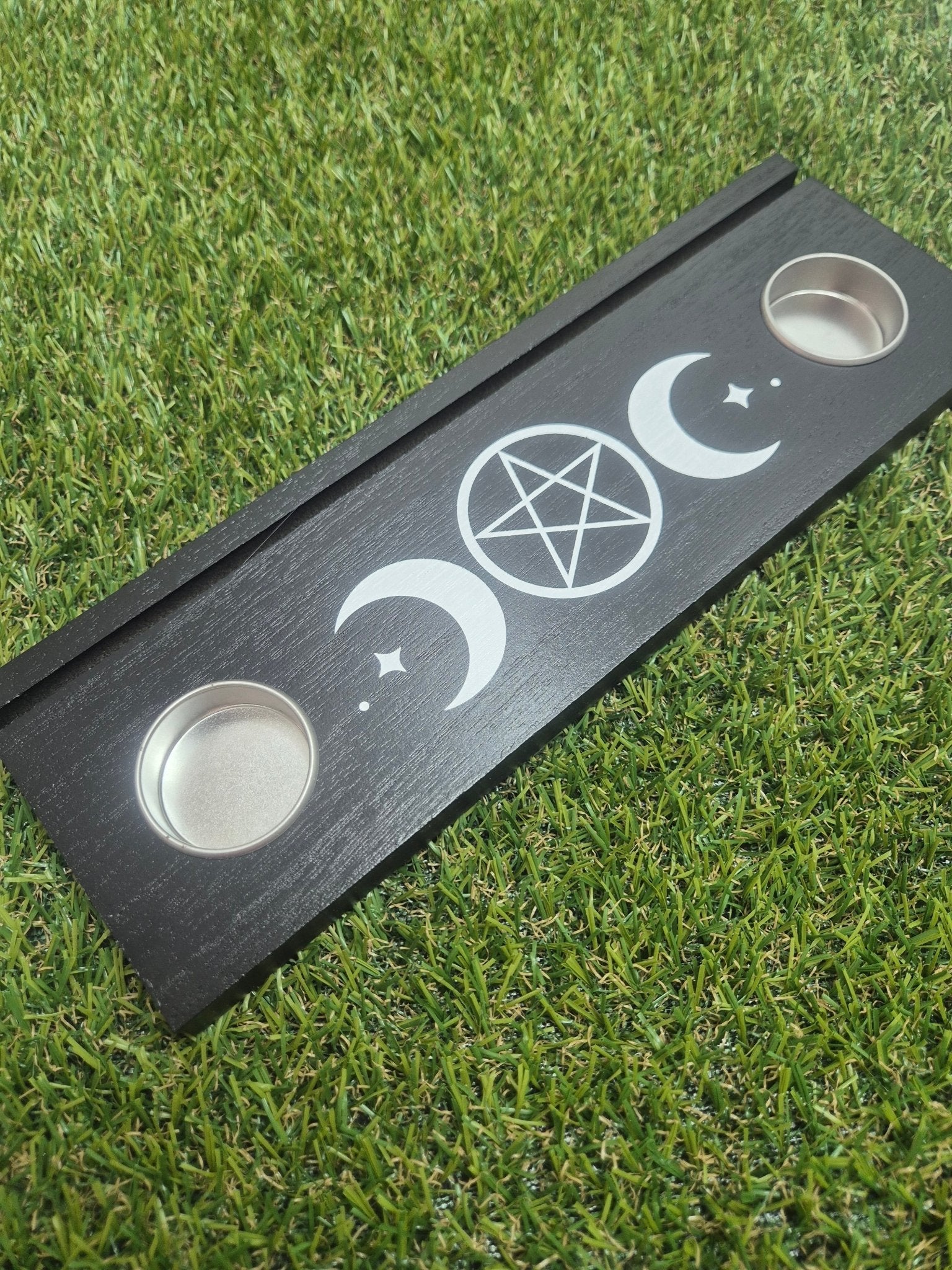 Porta velas y portacartas Negro Triple Luna - Magia femenina, orden y luz VelasTienda esotérica Málaga - La Tienda de Tata Magic: tienda Esotérica en Málaga