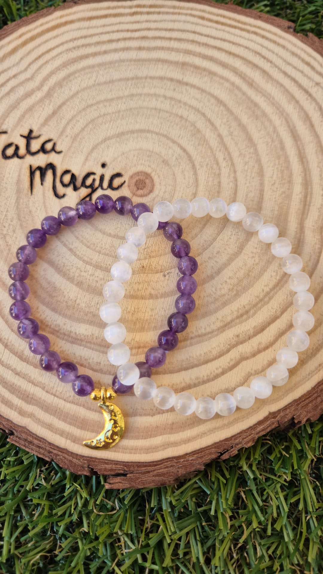 Pulsera Amatista y Selenita 6mm - Twing Pack Protección y Conexión Intuitiva Tienda esotérica Málaga - La Tienda de Tata Magic: tienda Esotérica en Málaga