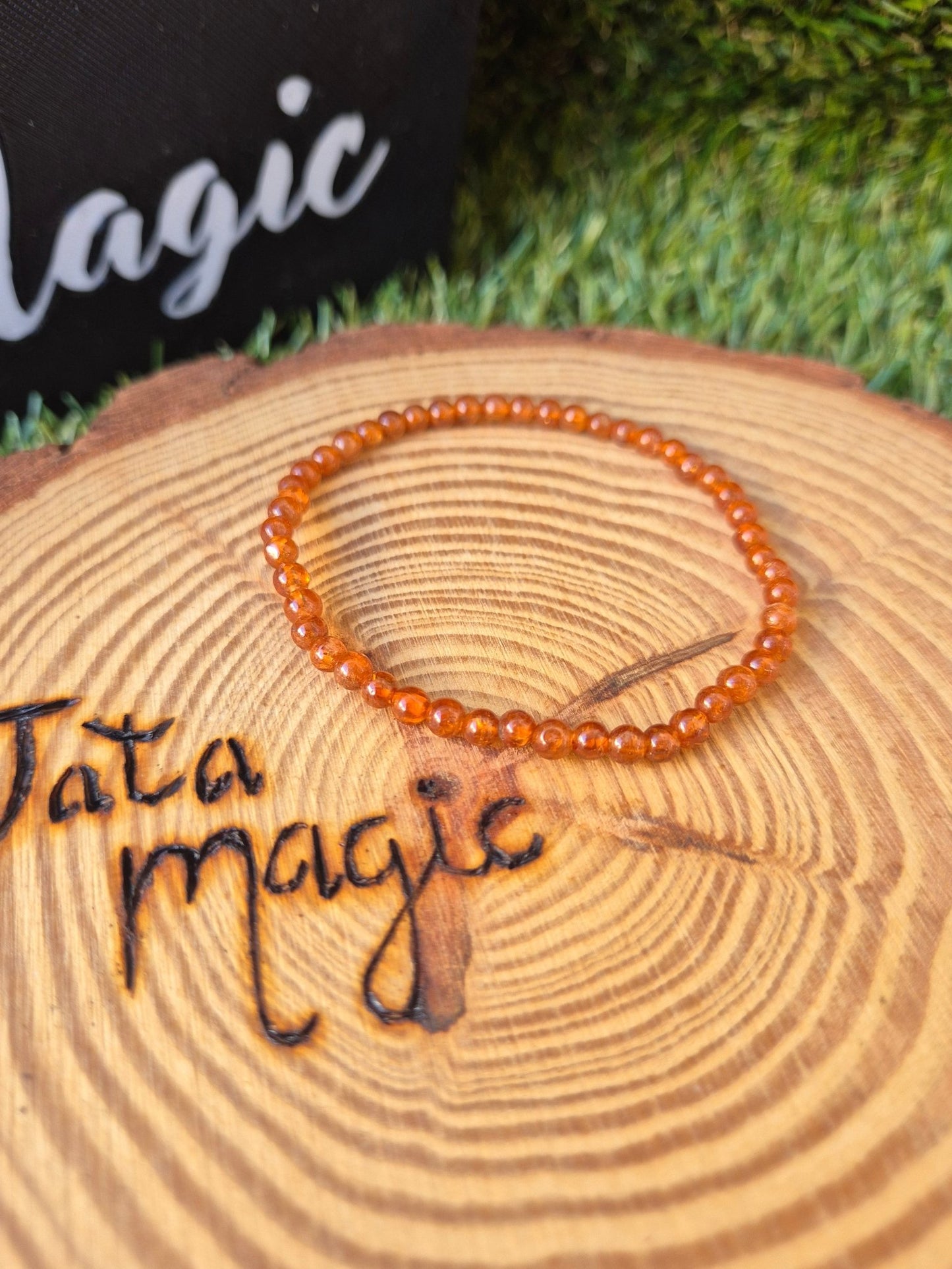 Pulsera Granate Naranja 4 mm JoyeriamineralespulserasTienda esotérica Málaga - La Tienda de Tata Magic: tienda Esotérica en Málaga