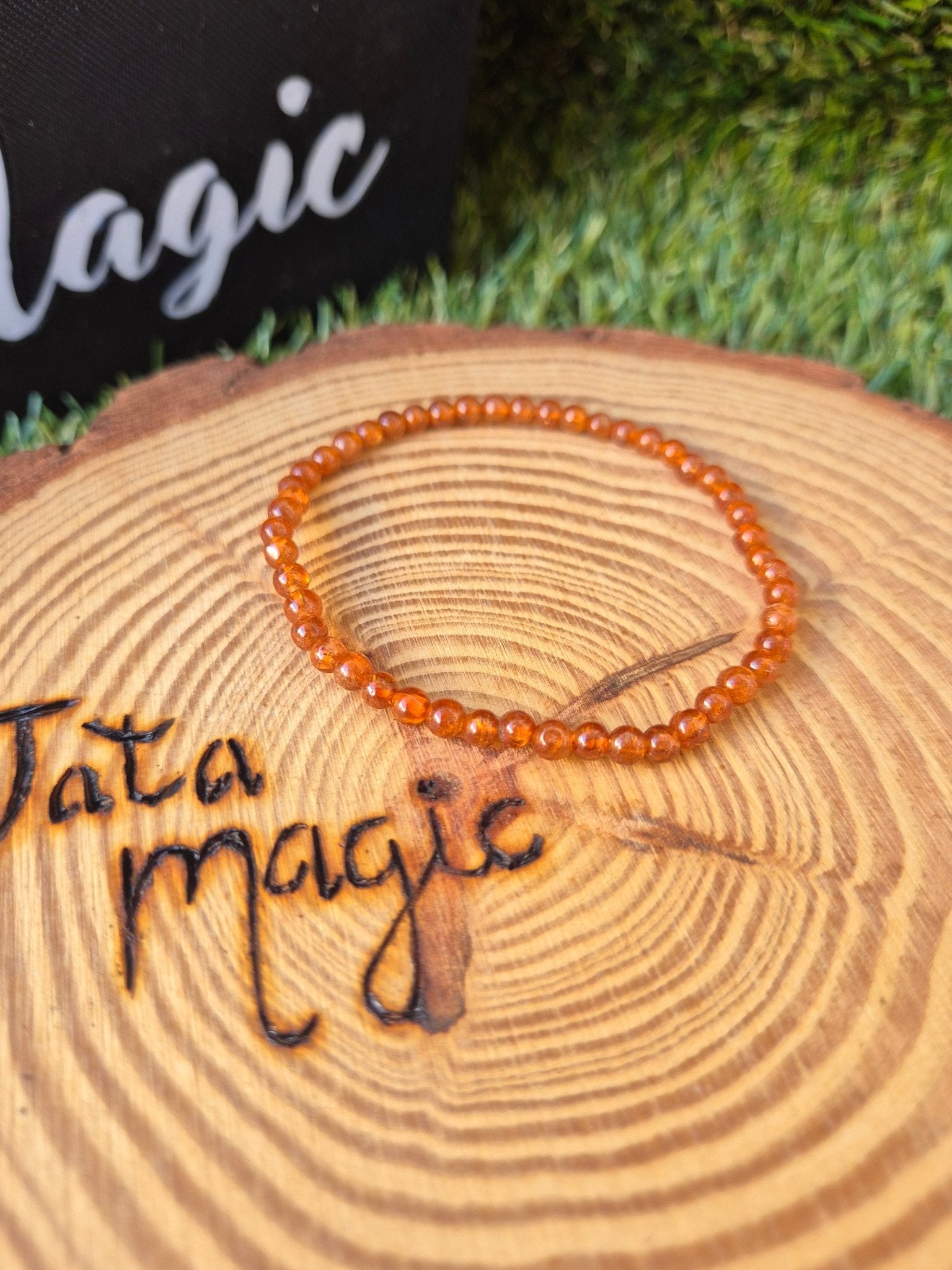 Pulsera Granate Naranja 4 mm JoyeriamineralespulserasTienda esotérica Málaga - La Tienda de Tata Magic: tienda Esotérica en Málaga