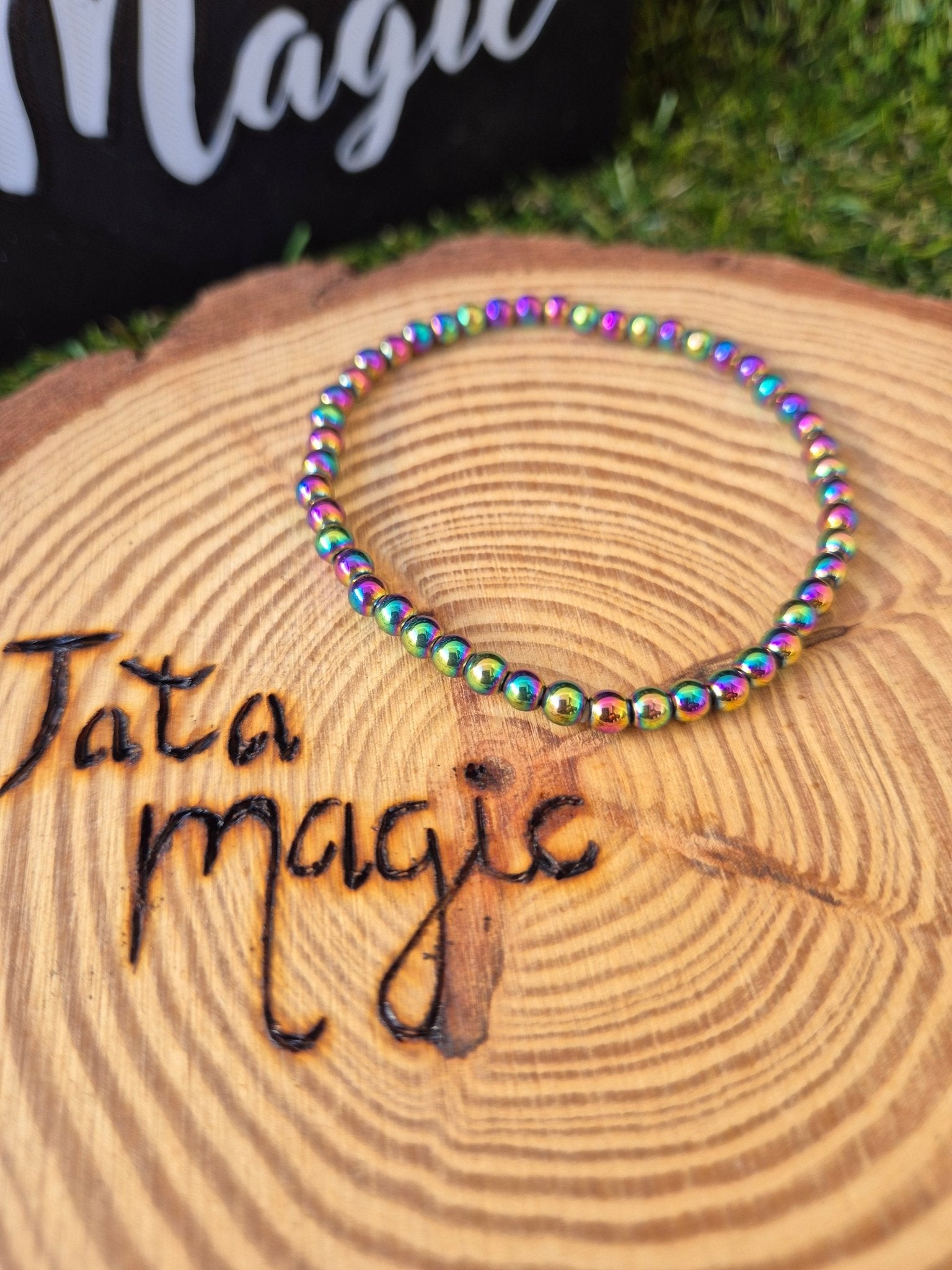 Pulsera Hematita Arcoiris 4 mm - Protección y Equilibrio JoyeriamineralespulserasTienda esotérica Málaga - La Tienda de Tata Magic: tienda Esotérica en Málaga