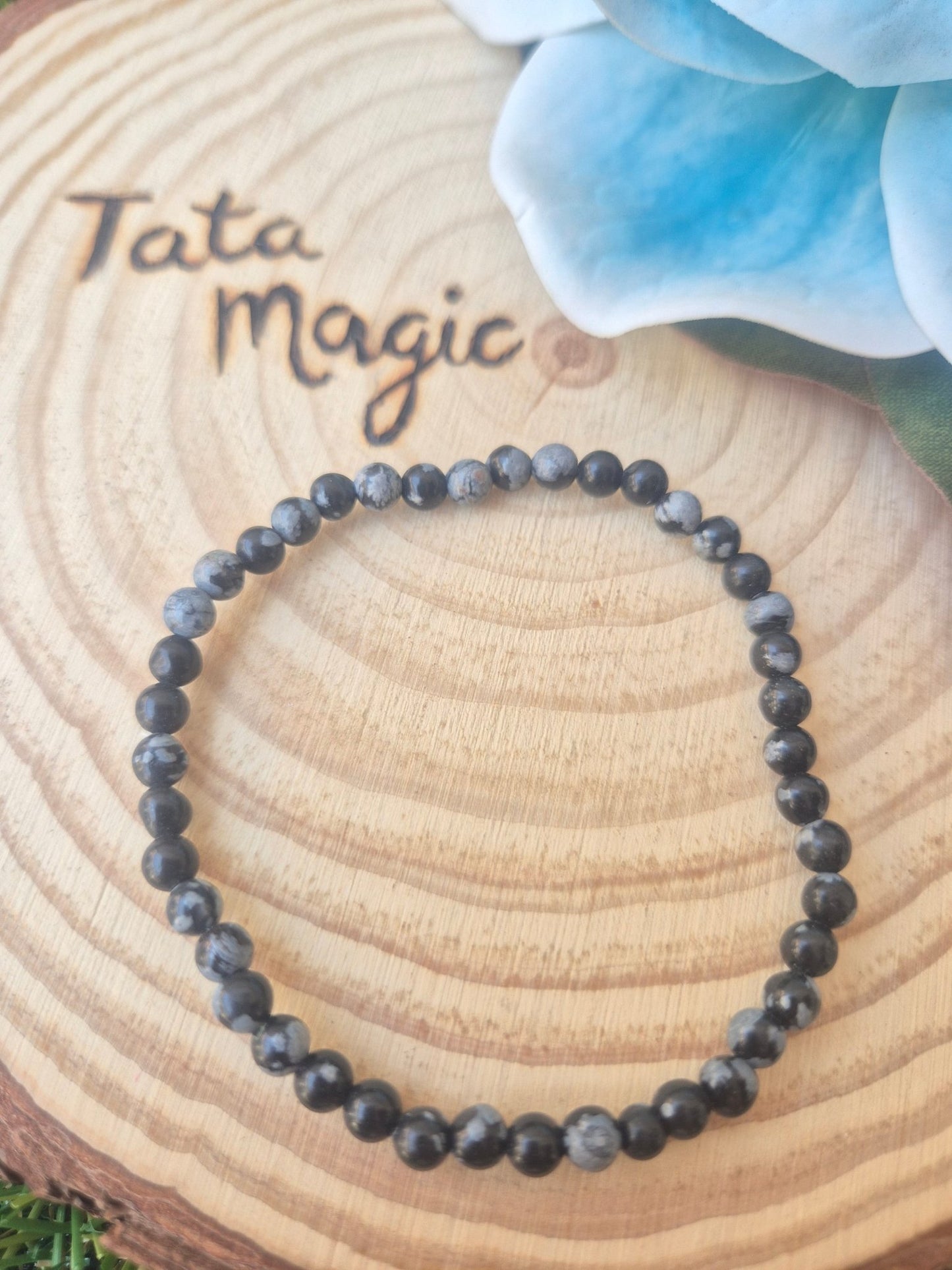 Pulsera Obsidiana Nevada 4mm JoyeriamineralespulserasTienda esotérica Málaga - La Tienda de Tata Magic: tienda Esotérica en Málaga