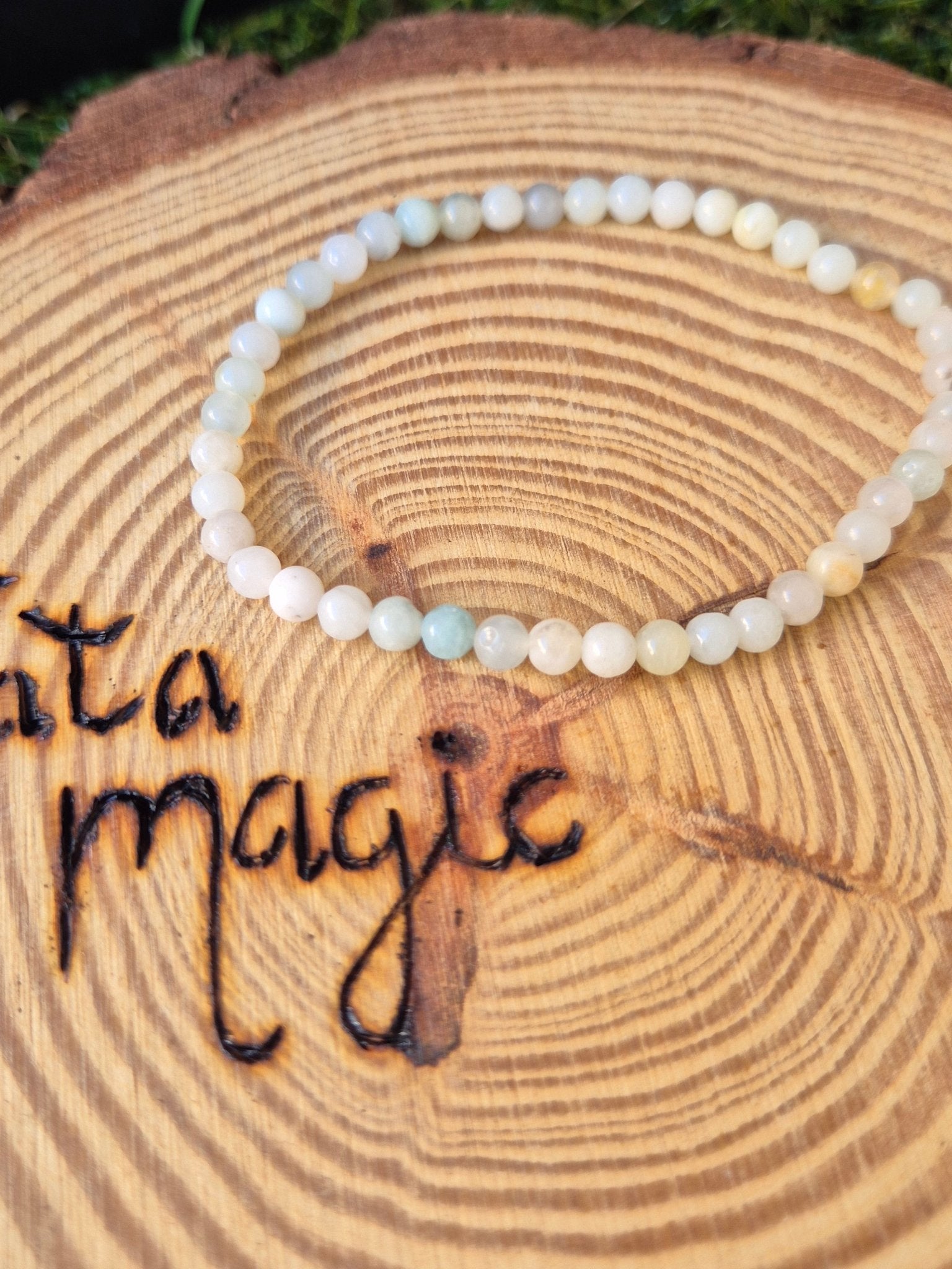 Pulsera de Amazonita 4mm - Calma, comunicación y equilibrio emocional JoyeriamineralespulserasTienda esotérica Málaga - La Tienda de Tata Magic: tienda Esotérica en Málaga