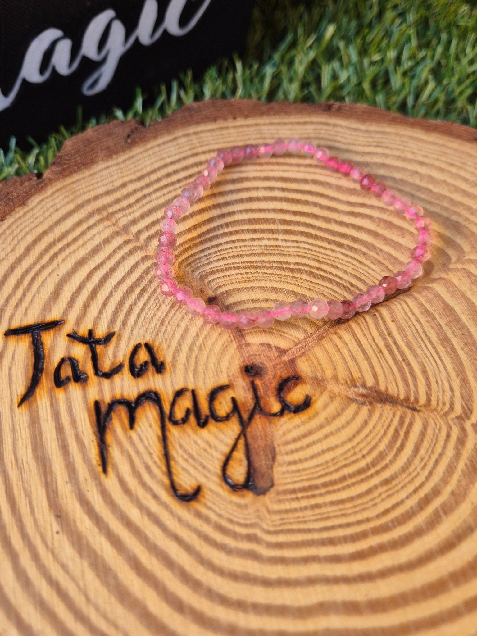 Pulsera de Cuarzo Fresa Facetado 4mm - Amor y Energía Positiva Tienda esotérica Málaga - La Tienda de Tata Magic: tienda Esotérica en Málaga