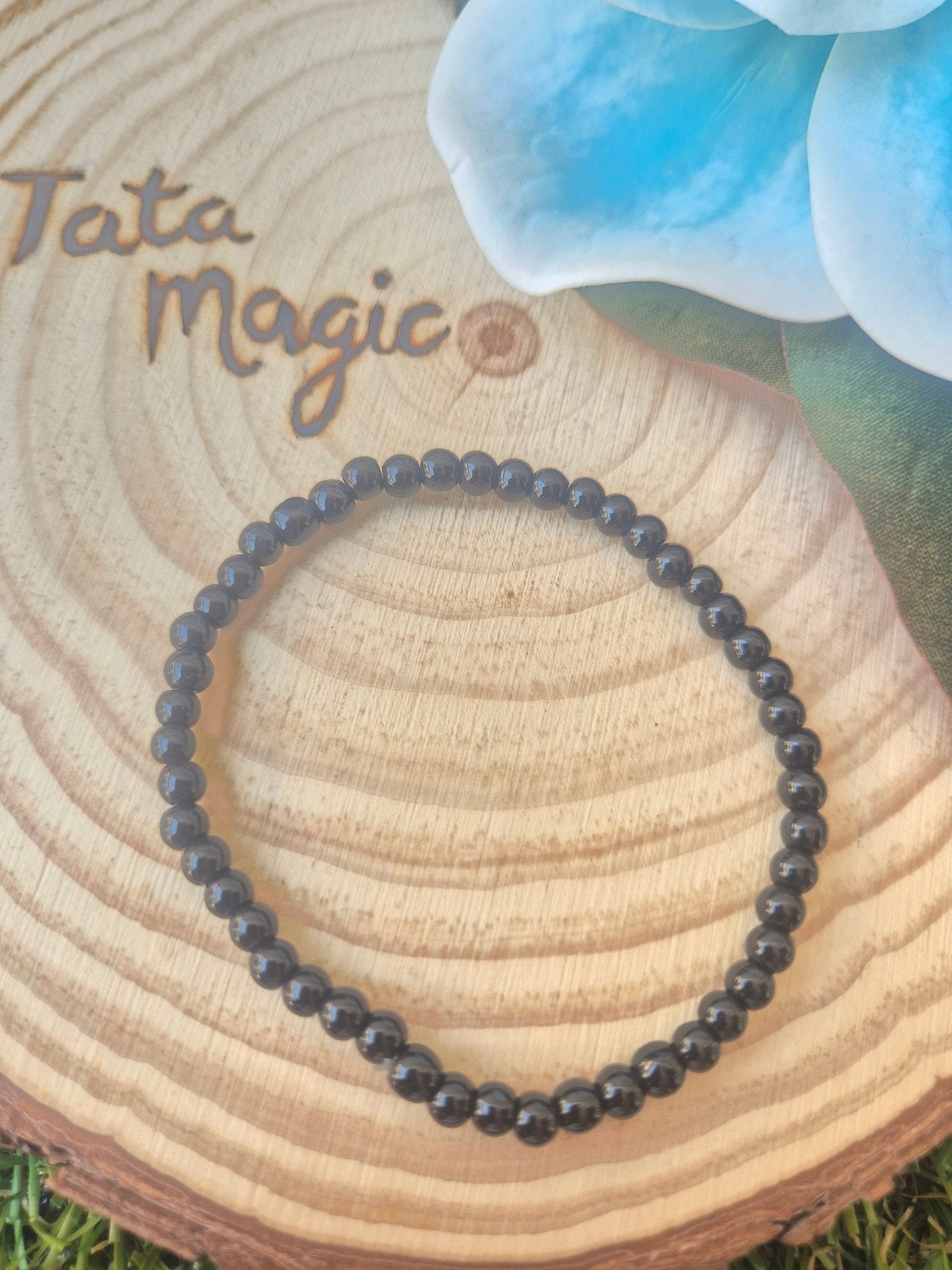 Pulsera de Ónix 4 Mm - Amuleto de Protección y Fortaleza Interior JoyeriamineralespulserasTienda esotérica Málaga - La Tienda de Tata Magic: tienda Esotérica en Málaga