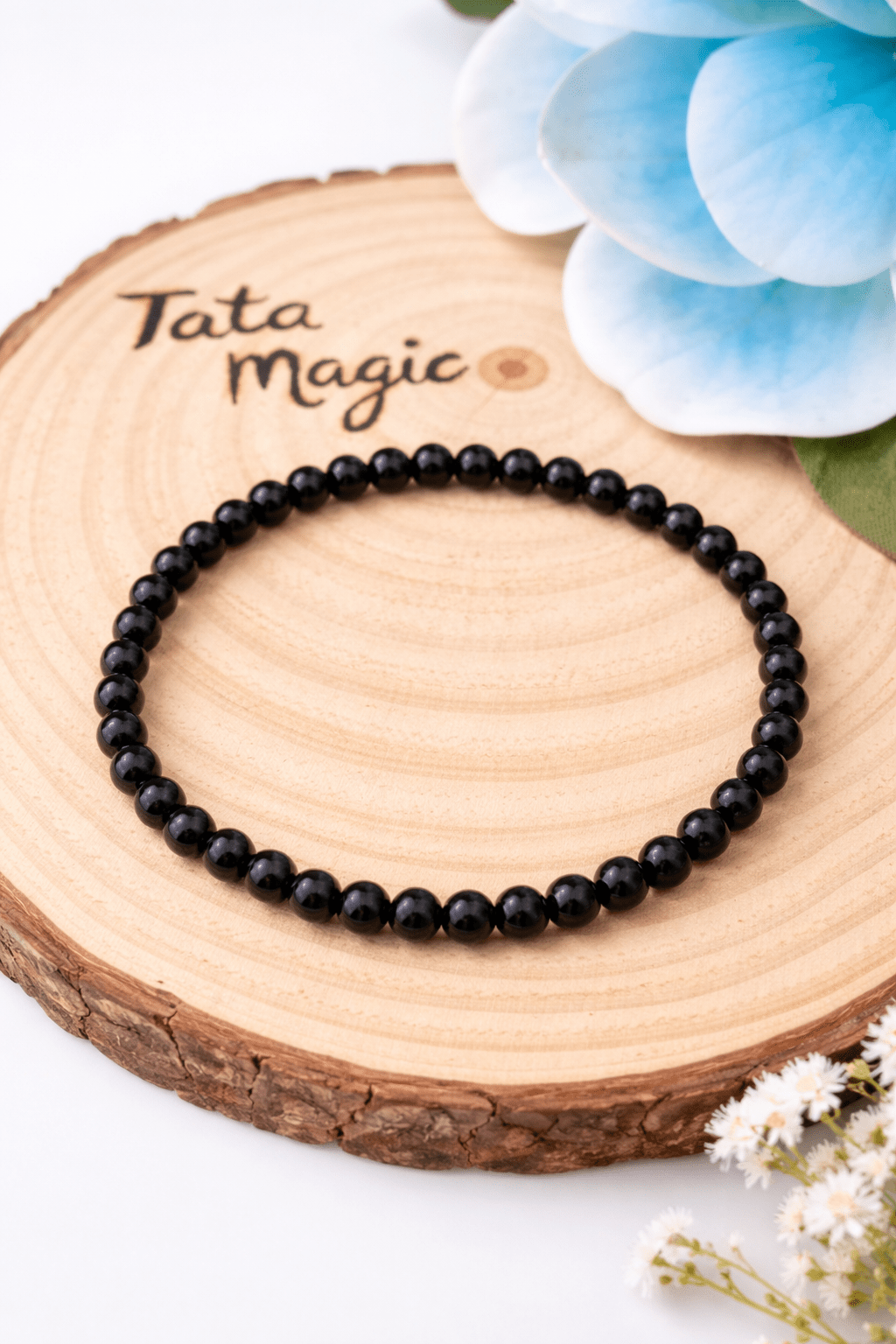 Pulsera Turmalina Negra 4mm - Protección contra Energías Negativas JoyeriamineralespulserasTienda esotérica Málaga - La Tienda de Tata Magic: tienda Esotérica en Málaga