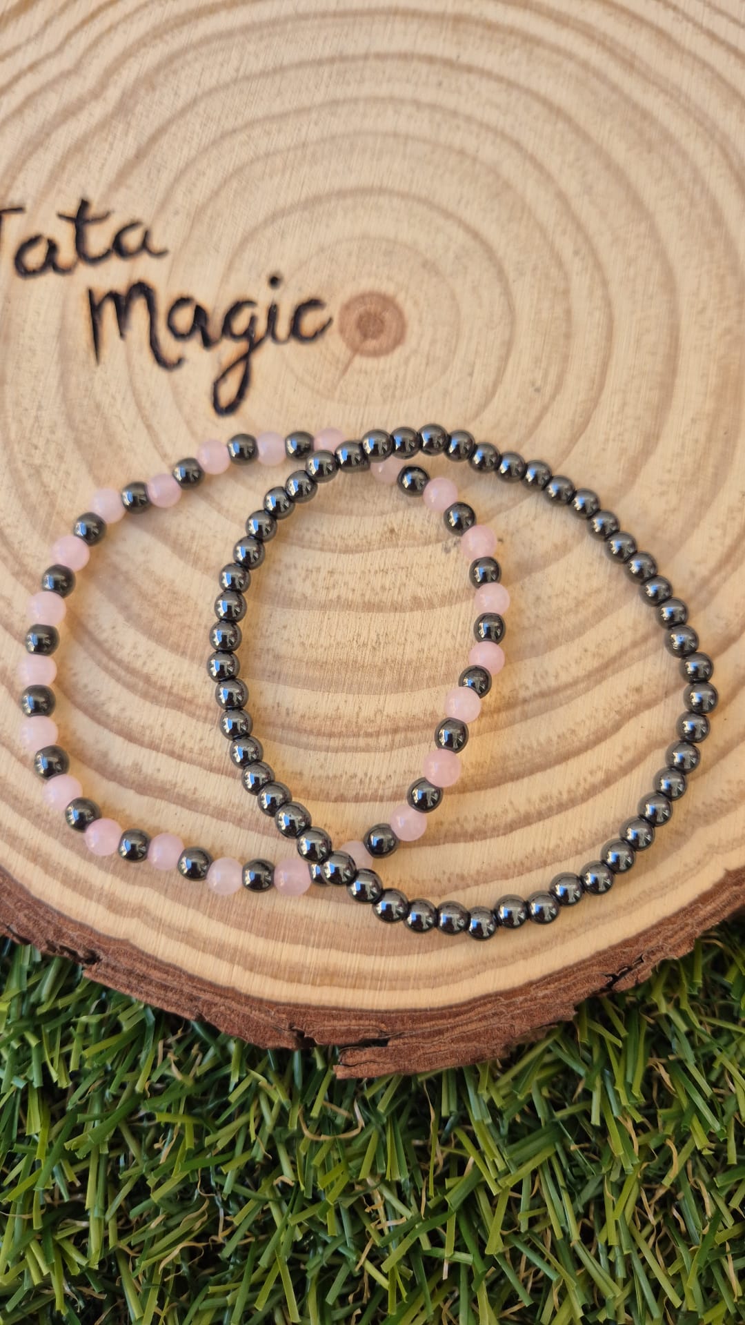 Pulseras Cuarzo Rosa y Hematita 4mm - Twing Pack Fuerza Interior JoyeriamineralespulserasTienda esotérica Málaga - La Tienda de Tata Magic: tienda Esotérica en Málaga