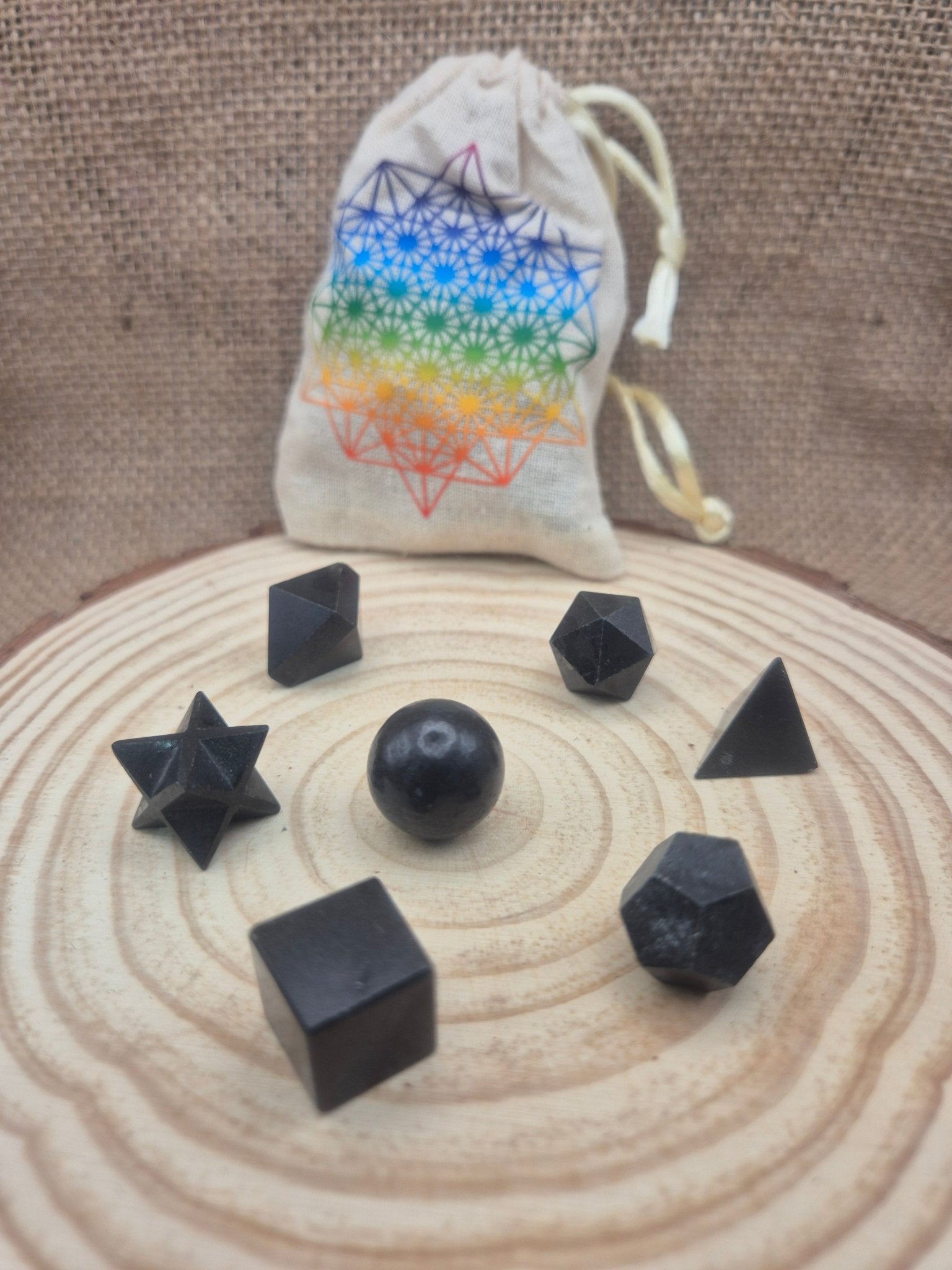 Set Geometría Sagrada Turmalina Negra - Protección, enraizamiento y escudo energético Tienda esotérica Málaga - La Tienda de Tata Magic: tienda Esotérica en Málaga
