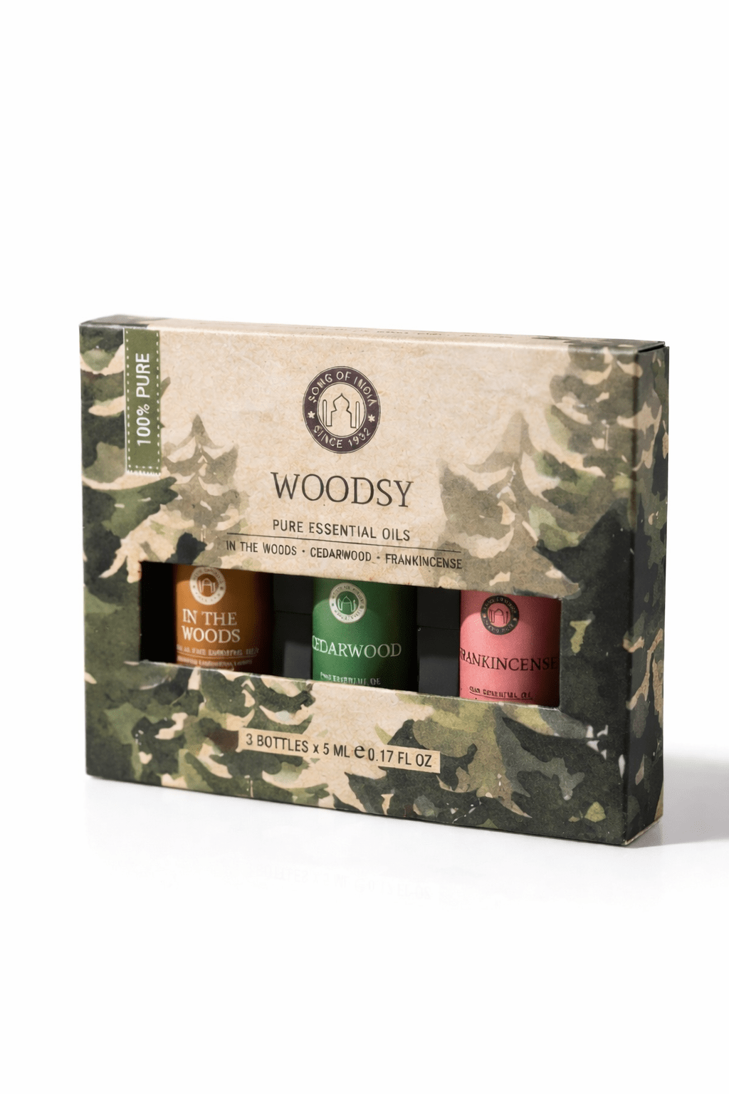 Set Aceites Esenciales Woodsy Song of India | In the Woods, Cedarwood y Frankincense 3x5ml Aceites AromáticosTienda esotérica Málaga - La Tienda de Tata Magic: tienda Esotérica en Málaga