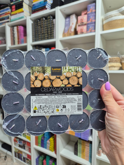 Velas de Té de Cedro 20 unidades de Lumar Aromatic - Purificación, Renacimiento y Conexión con la Naturaleza VelasTienda esotérica Málaga - La Tienda de Tata Magic: tienda Esotérica en Málaga