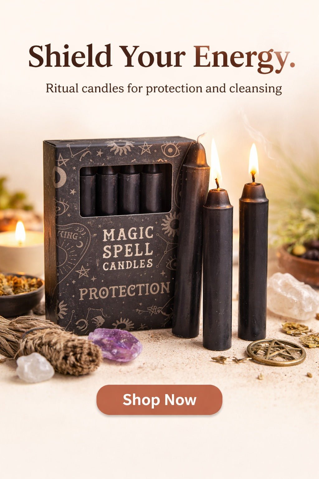 Velas Mágicas de Protección – Spell Candles Negras (Pack de 12) VelasTienda esotérica Málaga - La Tienda de Tata Magic: tienda Esotérica en Málaga