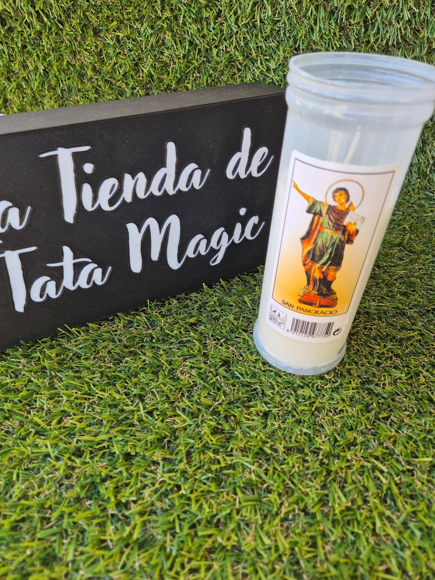 Velón San Pancracio - Vela de Oración para Trabajo, Salud y Prosperidad VelasTienda esotérica Málaga - La Tienda de Tata Magic: tienda Esotérica en Málaga