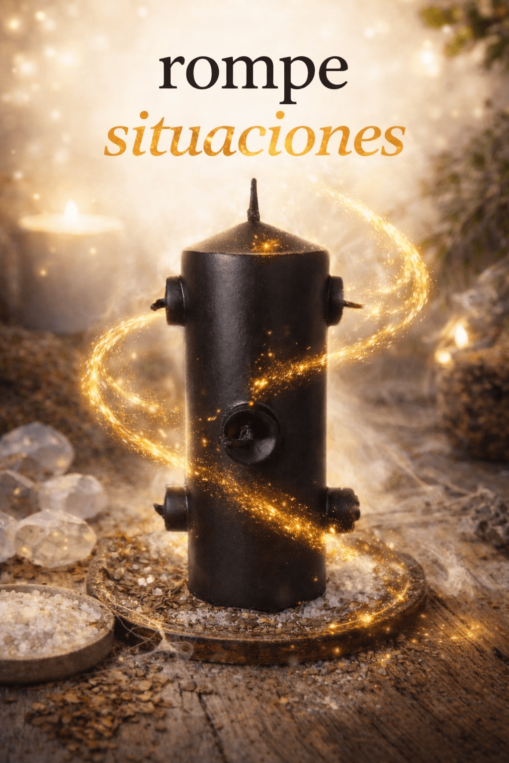 Velón 7 Mechas Negro – Rompe Situaciones, Limpieza y Liberación Energética VelasTienda esotérica Málaga - La Tienda de Tata Magic: tienda Esotérica en Málaga