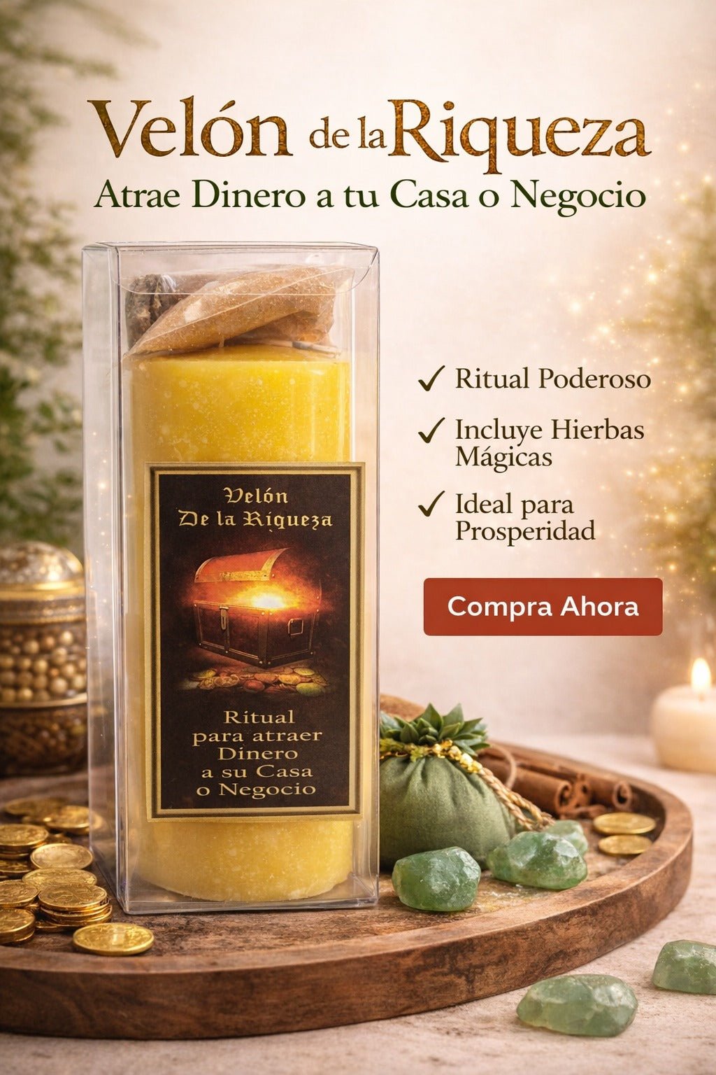 Velón de la Riqueza · Ritual para Atraer Abundancia, Prosperidad y Éxito Económico Velones RitualesTienda esotérica Málaga - La Tienda de Tata Magic: tienda Esotérica en Málaga