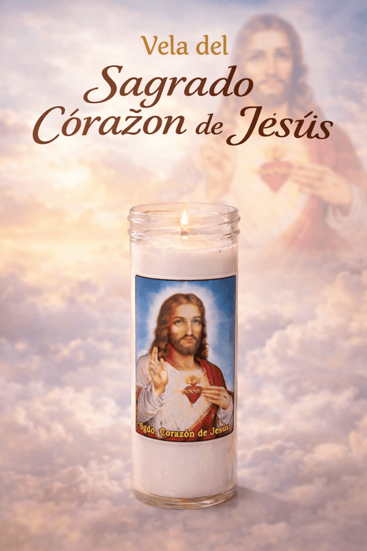 Velón Sagrado Corazón de Jesús | Vela Devocional para Oración y Protección VelasTienda esotérica Málaga - La Tienda de Tata Magic: tienda Esotérica en Málaga