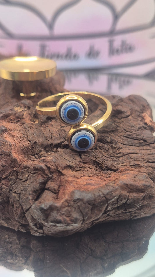Anillo bisuteria dorado ojo turco