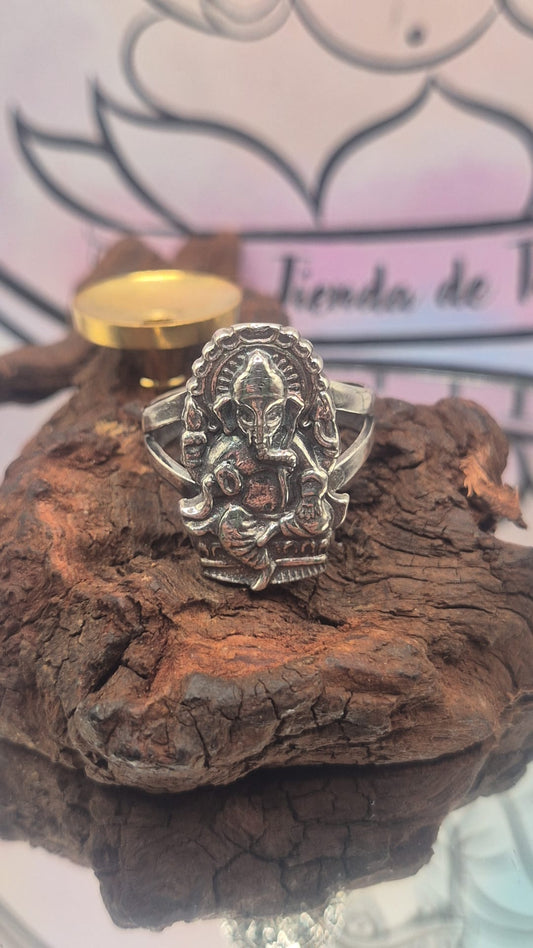 Anillo plata Ganesha ajustable