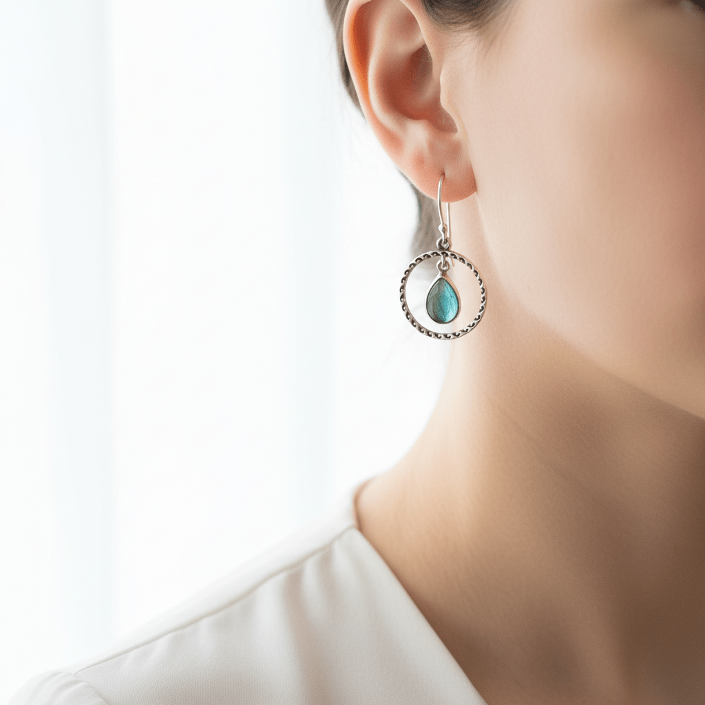 Pendientes Aros de Plata con Mineral Joyería EspiritualTienda esotérica Málaga - La Tienda de Tata Magic: tienda Esotérica en Málaga