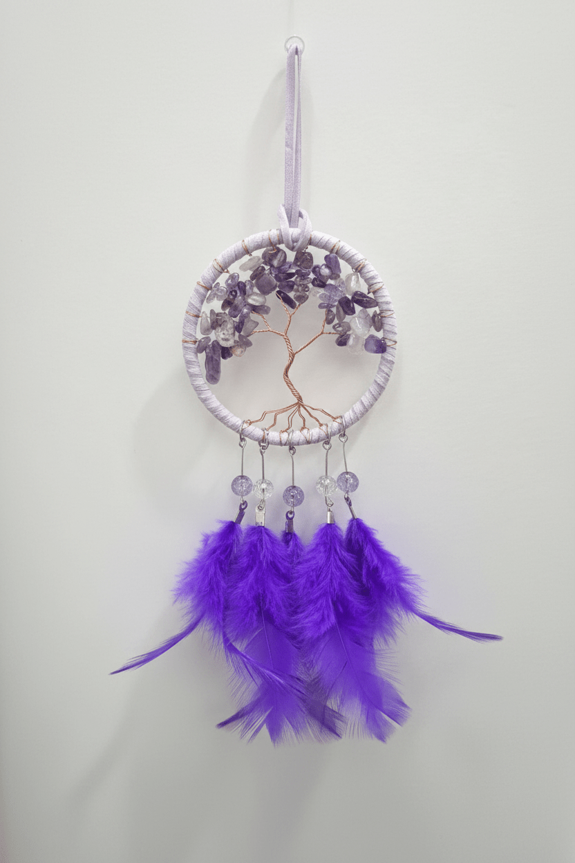 Atrapasueños Árbol de la Vida con Amatista — Plumas Moradas Decoración EspiritualTienda esotérica Málaga - La Tienda de Tata Magic: tienda Esotérica en Málaga