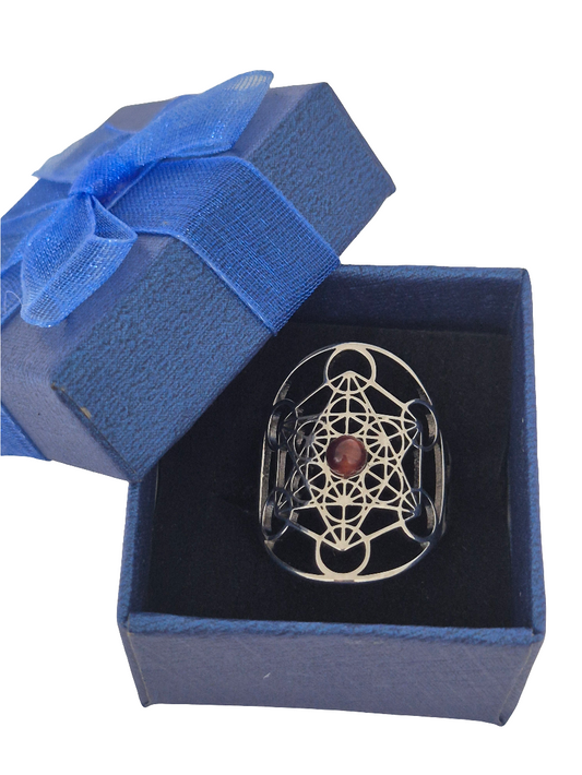 Anillo acero adaptable metatron ojo buey