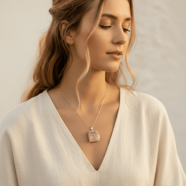 Colgante Ópalo Rosa Bruto — La Piedra del Karma Joyería EspiritualTienda esotérica Málaga - La Tienda de Tata Magic: tienda Esotérica en Málaga