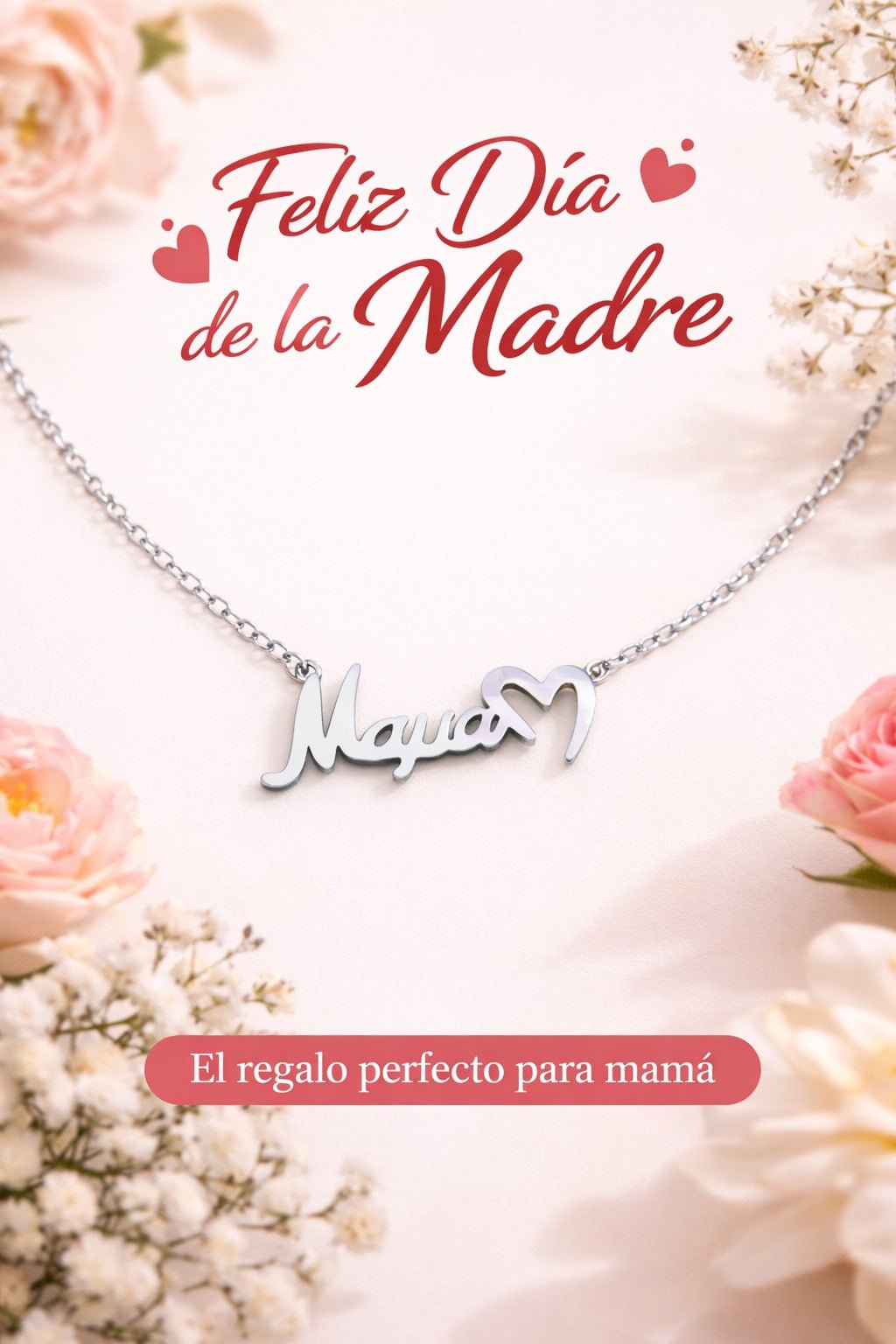 Colgante Mamá Acero Plateado Corazón JoyeríaTienda esotérica Málaga - La Tienda de Tata Magic: tienda Esotérica en Málaga