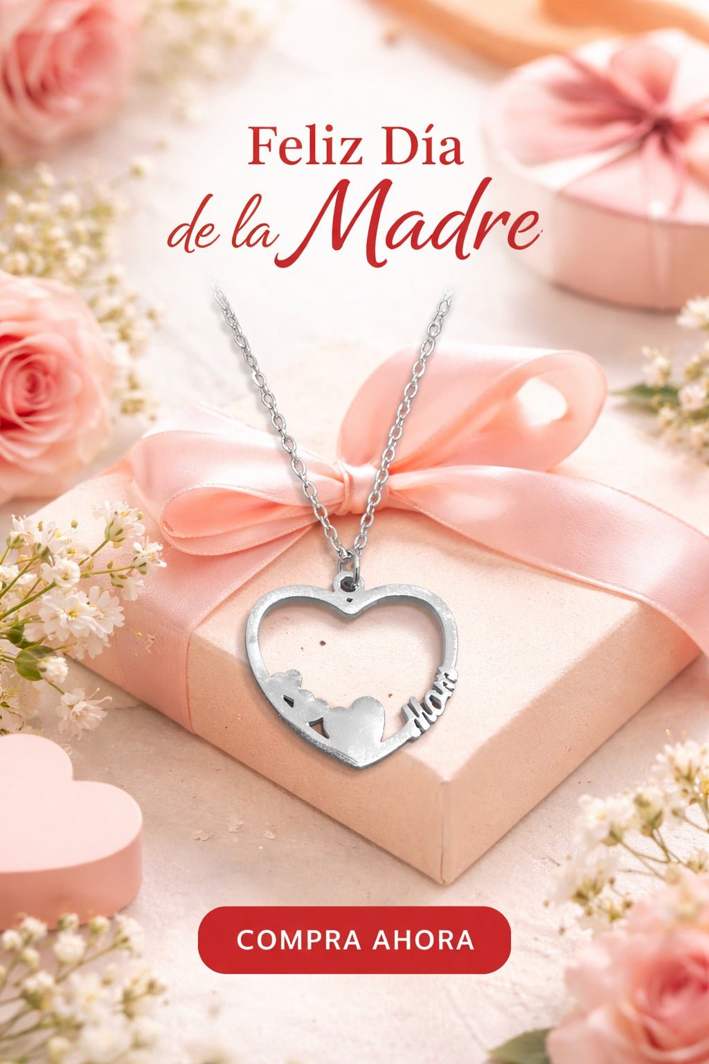 Colgante Corazón Mamá Acero Plateado JoyeríaTienda esotérica Málaga - La Tienda de Tata Magic: tienda Esotérica en Málaga