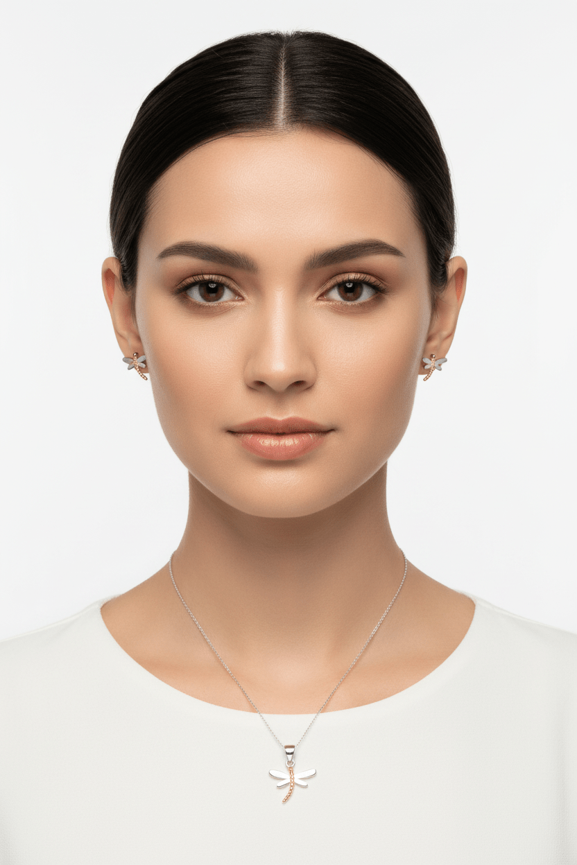 Conjunto Libélula Pendientes y Colgante Plata Chapado Oro — Amuleto de Transformación Conjuntos de JoyeríaTienda esotérica Málaga - La Tienda de Tata Magic: tienda Esotérica en Málaga