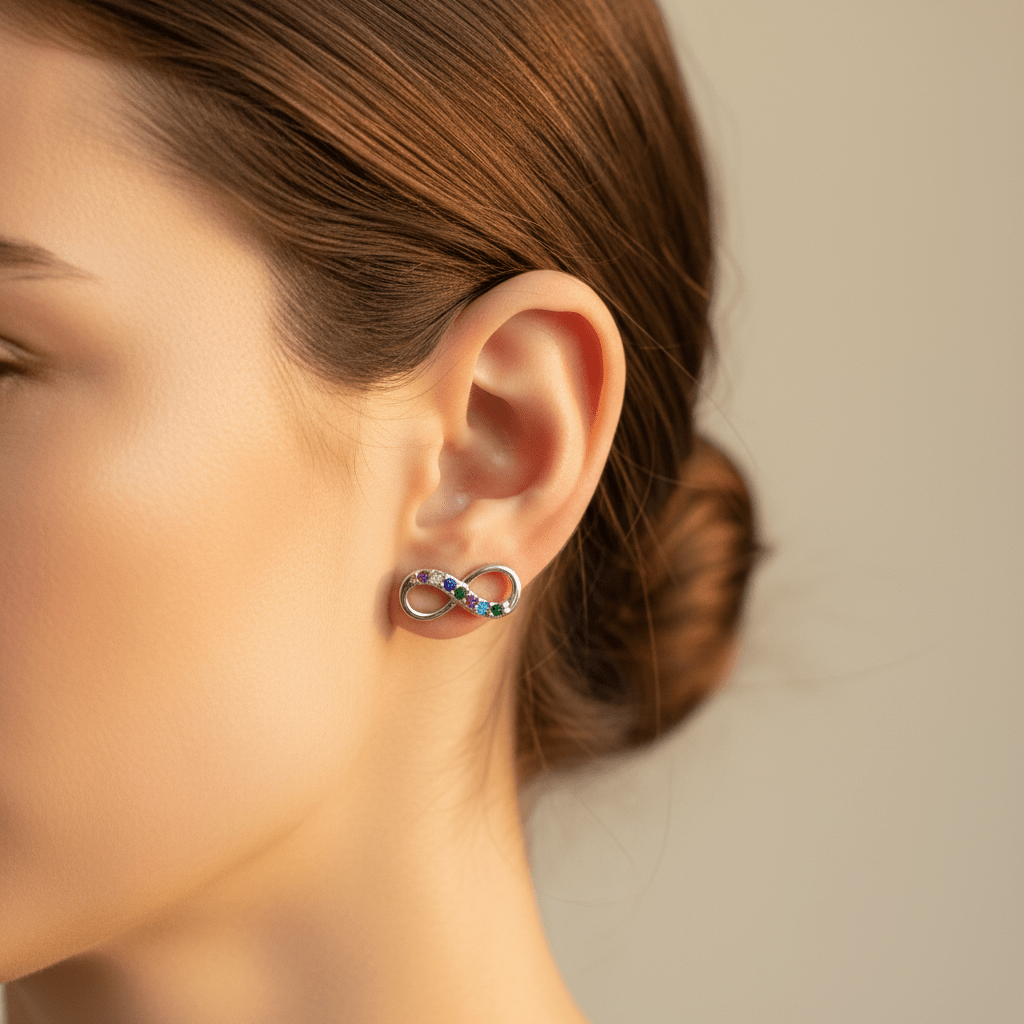 Pendientes Infinito Plata con Circonitas de Colores — Amor Eterno y Abundancia Pendientes de PlataTienda esotérica Málaga - La Tienda de Tata Magic: tienda Esotérica en Málaga