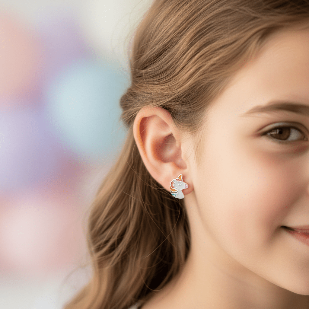 Pendientes Unicornio Plata Niña — Joya Mágica Infantil Multicolor Pendientes de PlataTienda esotérica Málaga - La Tienda de Tata Magic: tienda Esotérica en Málaga