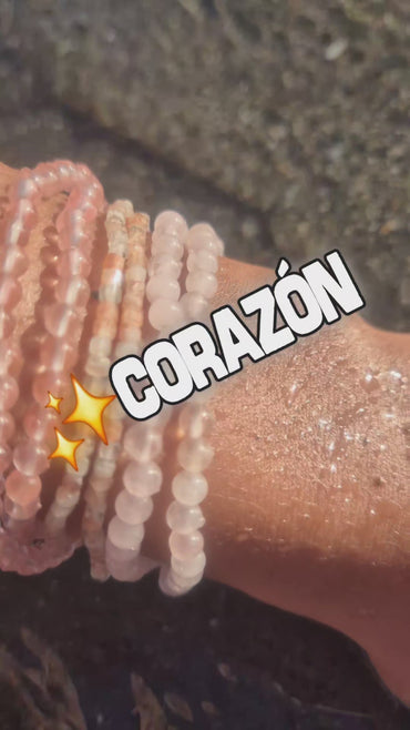 Pulseras Corazón Divino De Mystic Glow - Cuarzo rosa, Cuarzo cerezo y Arusha
