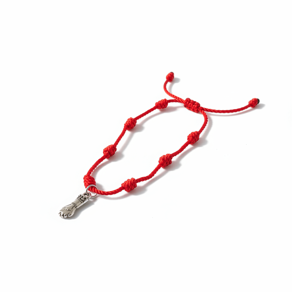 Pulsera 7 Nudos Roja con Figa en Acero Plateado - Amuleto de Protección Joyería / PulserasTienda esotérica Málaga - Tata Magic: tienda Esotérica en Málaga