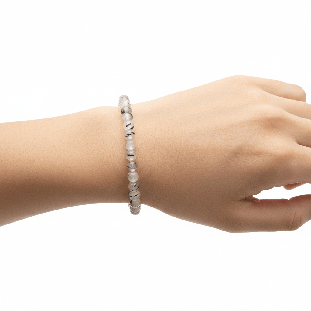 Pulsera de Cuarzo Turmalinado 4mm -Protección, Limpieza Energética y Equilibrio Interior JoyeriamineralespulserasTienda esotérica Málaga - Tata Magic: tienda Esotérica en Málaga
