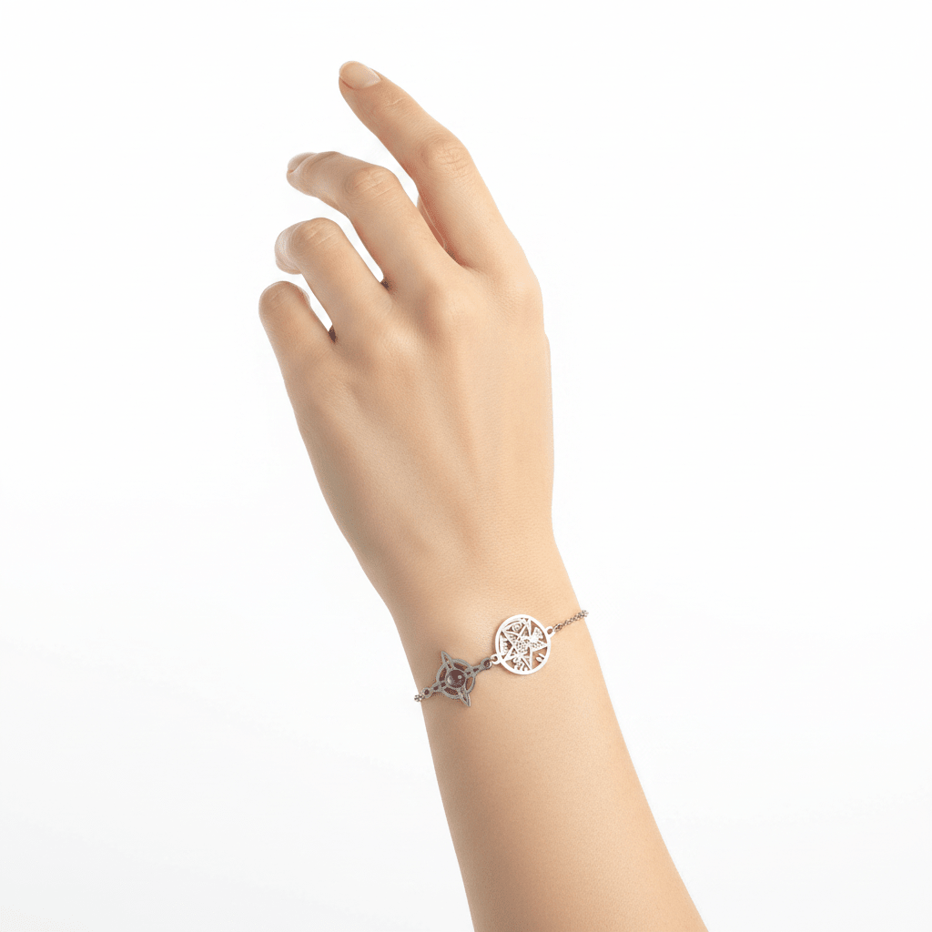Pulsera Acero Doble Protección Amatista Consagrada Joyería / PulserasTienda esotérica Málaga - Tata Magic: tienda Esotérica en Málaga
