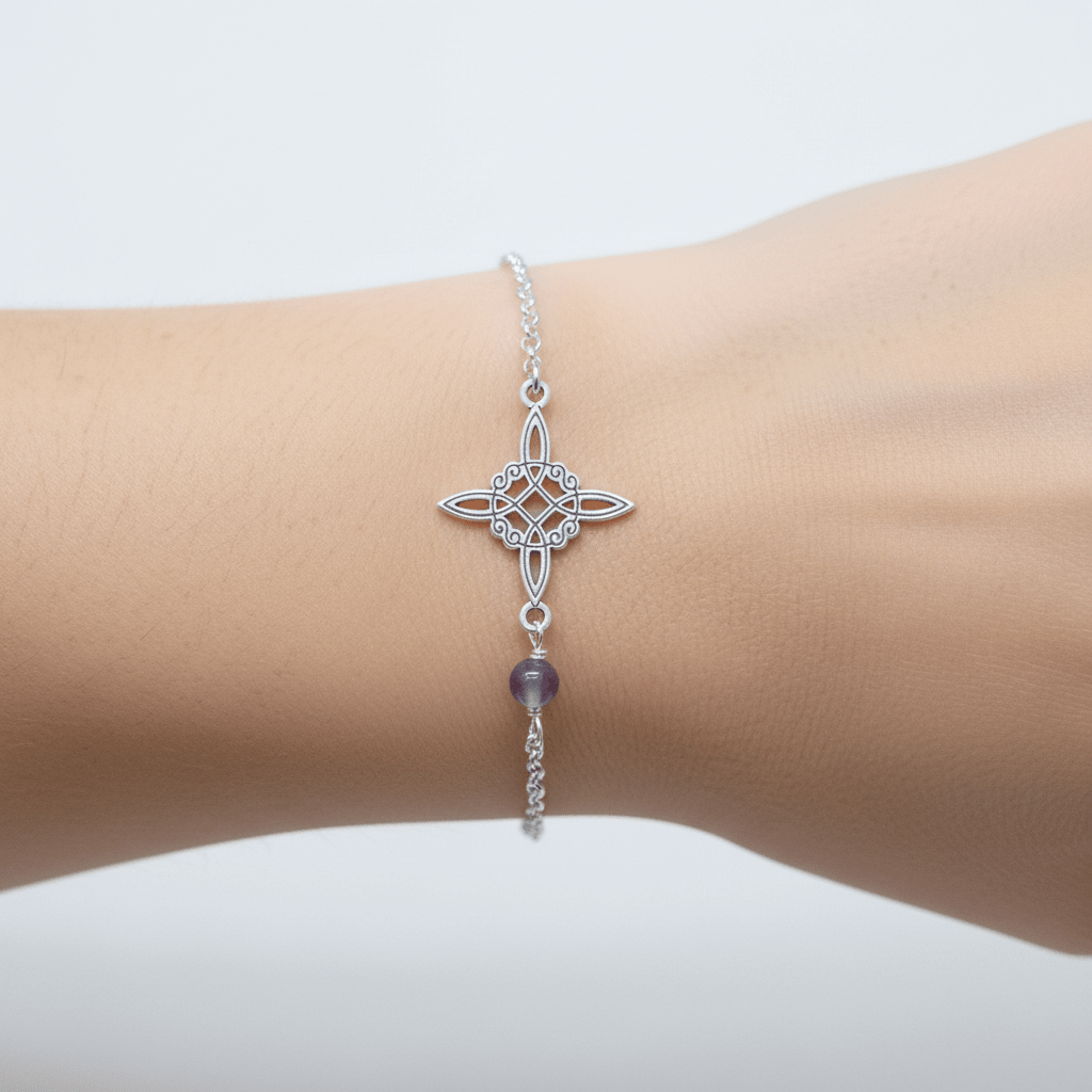 Pulsera Nudo de Bruja Plata con Mineral | Magia, Protección y Poder Femenino Pulseras de PlataTienda esotérica Málaga - Tata Magic: tienda Esotérica en Málaga