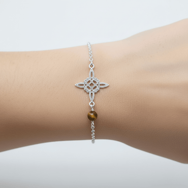 Pulsera Nudo de Bruja Plata con Mineral | Magia, Protección y Poder Femenino Pulseras de PlataTienda esotérica Málaga - Tata Magic: tienda Esotérica en Málaga