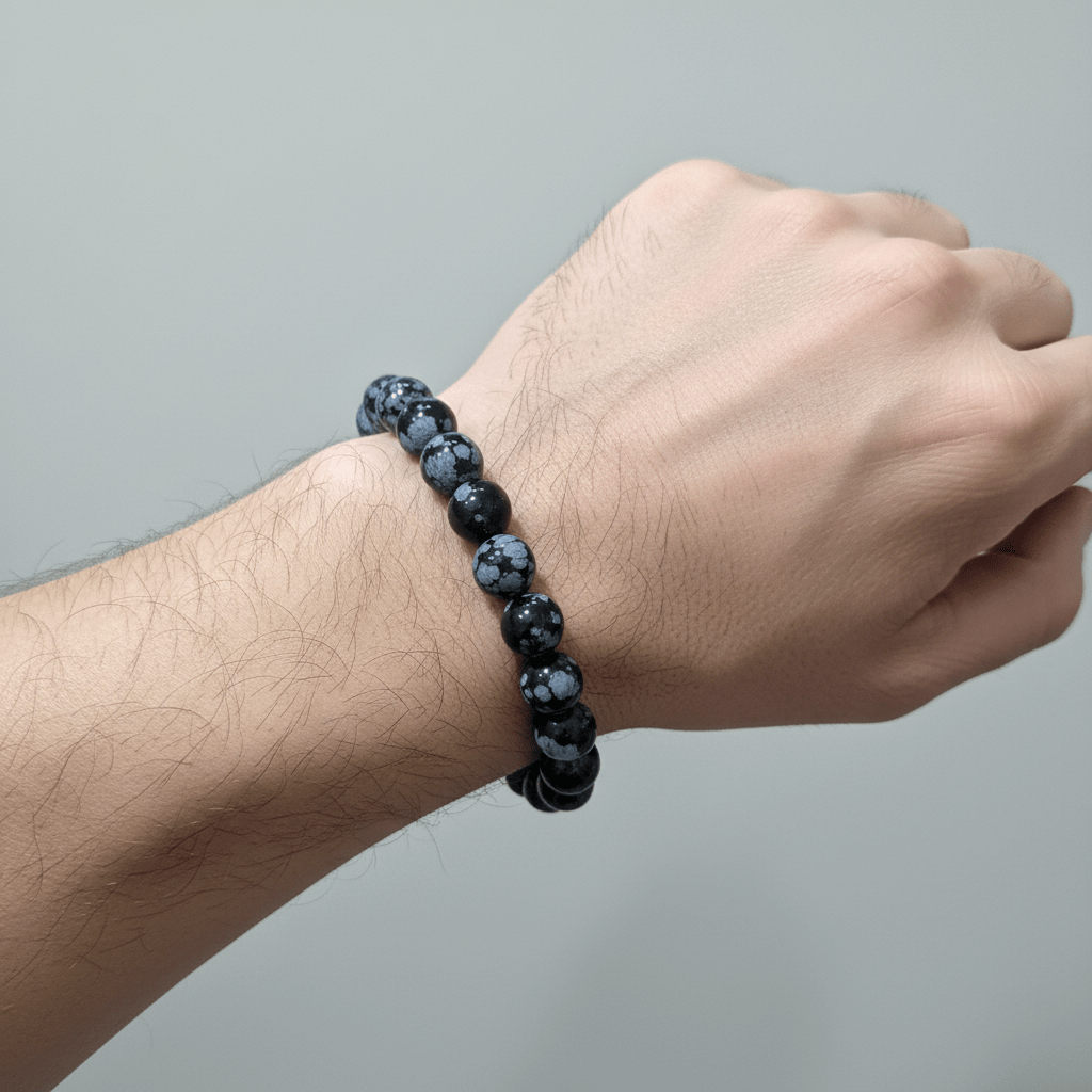 Pulsera Obsidiana Nevada Hombre | Protección, Claridad y Equilibrio Pulseras de MineralesTienda esotérica Málaga - Tata Magic: tienda Esotérica en Málaga