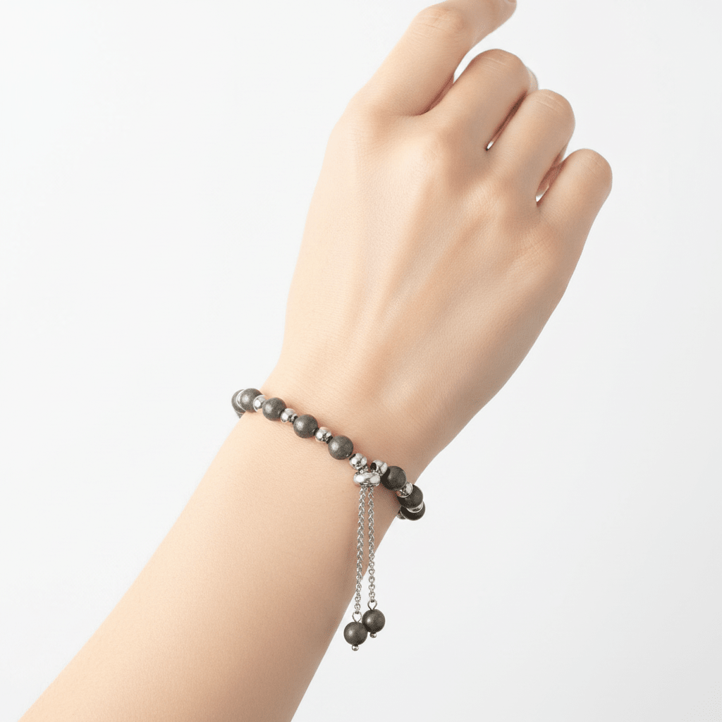 Pulsera de Pirita y Acero | Prosperidad, Confianza y Éxito Pulseras de MineralesTienda esotérica Málaga - Tata Magic: tienda Esotérica en Málaga