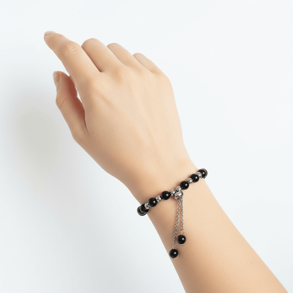 Pulsera Turmalina y Acero | Protección Total, Equilibrio y Fuerza Interior Pulseras de MineralesTienda esotérica Málaga - Tata Magic: tienda Esotérica en Málaga