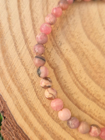 Pulsera de Rodocrosita 4mm - Amor Propio, Sanación Emocional y Armonía del Corazón