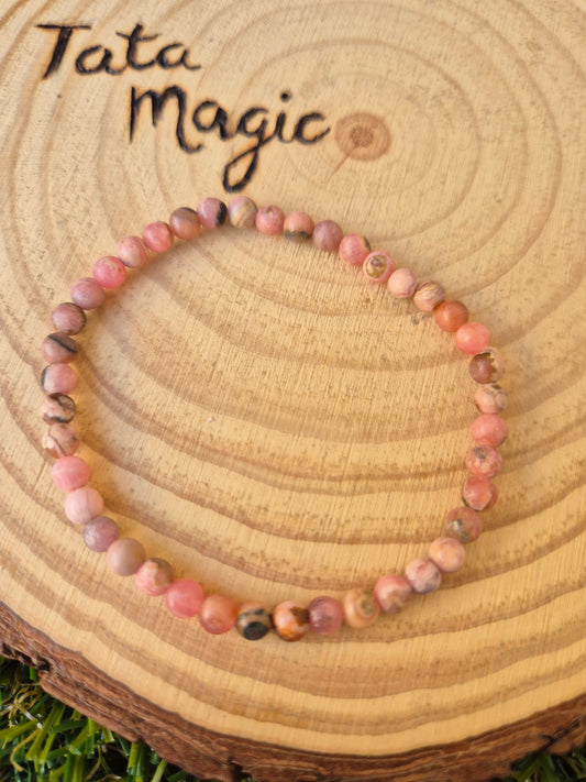 Pulsera de Rodocrosita 4mm - Amor Propio, Sanación Emocional y Armonía del Corazón